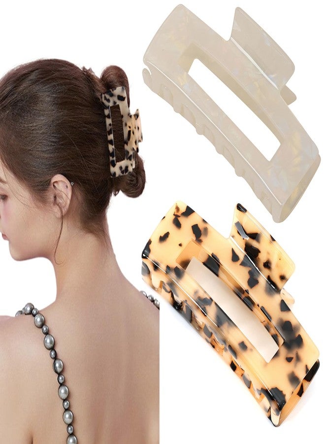 Eyegla 2 Pack Hair Claw Clips for Women Tortoise Shell Large Claw Hair Clips for Thin to Thick Hair Rectangle Hair Jaw clips - Image 1